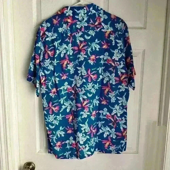 Vintage Hilo Hattie Floral Hawaiian Aloha Shirt Mens Large Blue - Picture 3 of 5